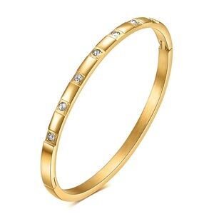 Elegant Gold Bangle Bracelet with Crystals